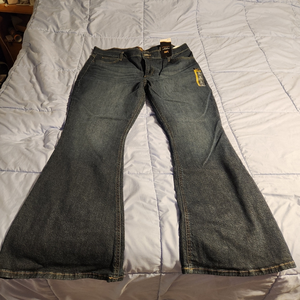 LEE Mid Rise Flare Women's Blue Jeans Size 18 Short